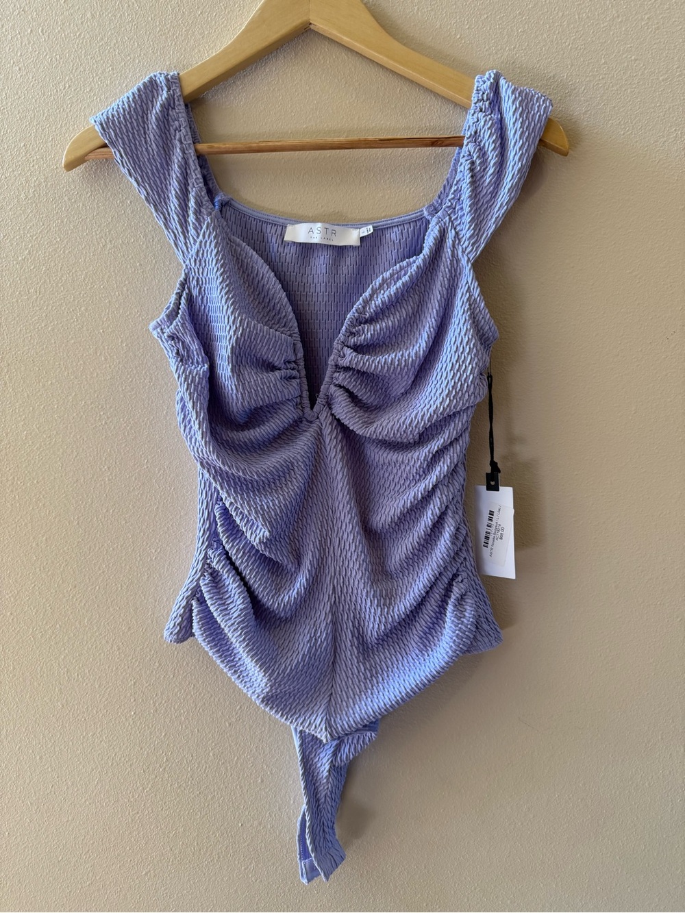 ASTR The Label Ninette Plunge Ruched Bodysuit
